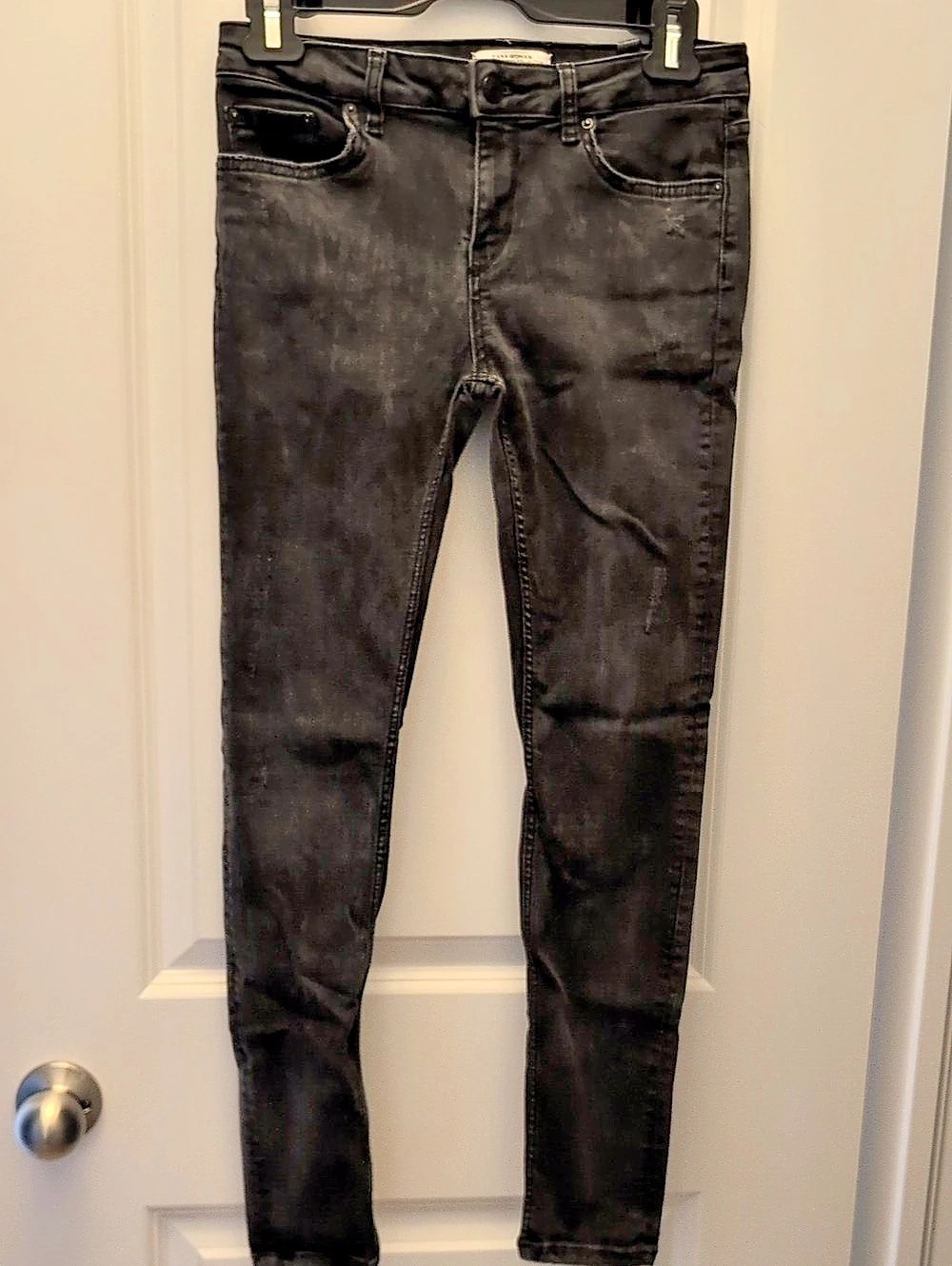 Zara Premium Denim Collection Skinny Jeans in Black Waist 6